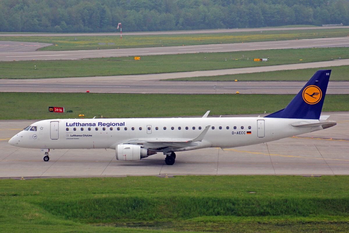 Lufthansa Regional CityLine, D-AECC, Embraer Emb-190LR,  Lutherstadt Eisleben , msn: 19000333, 01.Mai 2022, ZRH Zürich, Switzerland.