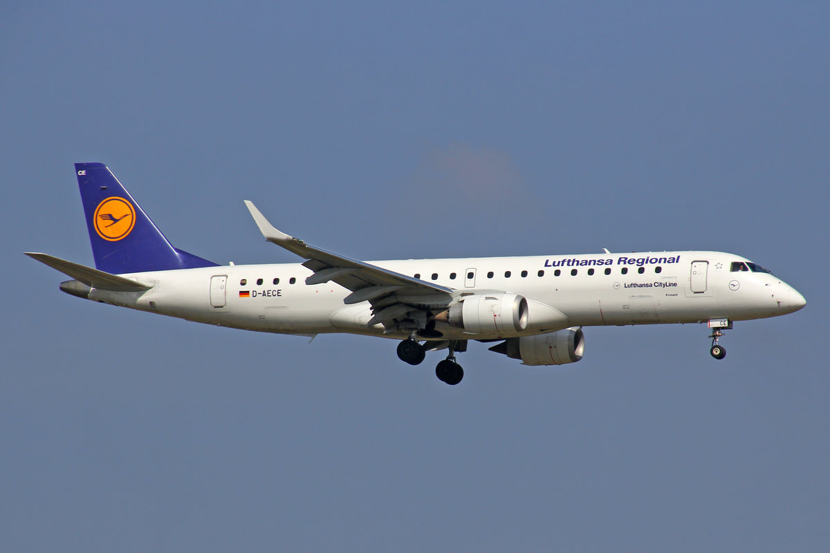 Lufthansa Regional CityLine, D-AECE, Embraer Emb-190LR,  Kronach , 25.März 2017, ZRH Zürich, Switzerland.