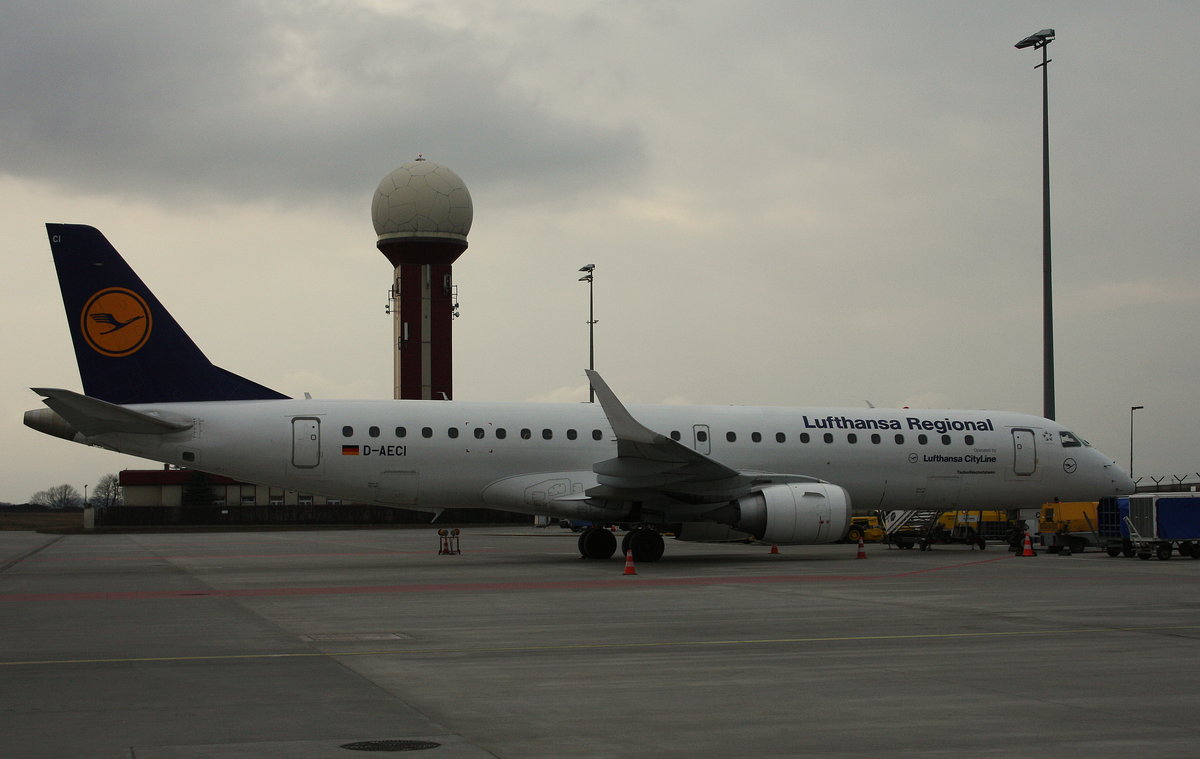 Lufthansa Regional CityLine, D-AECI, (c/n 19000381),Embraer ERJ 190-100 LR, 23.03.2016,GDN-EPGD, Gdansk, Polen (Name:Tauberbischofsheim) 