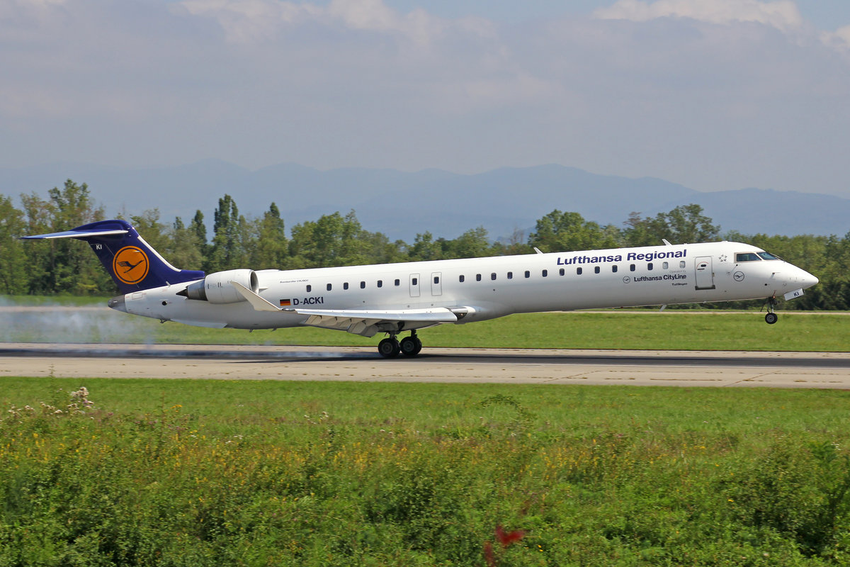 Lufthansa Regional, D-ACKI, Bombardier CRJ-900, msn: 15088,  Tuttlingen , 24.August 2019, BSL Basel-Mülhausen, Switzerland.
