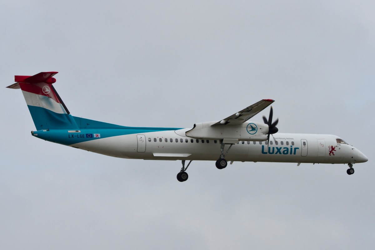 Luxair (LG), LX-LGE, Bombardier/DeHavilland Canada, DHC-8 Q-400, 15.09.2014, FRA-EDDF, Frankfurt, Germany