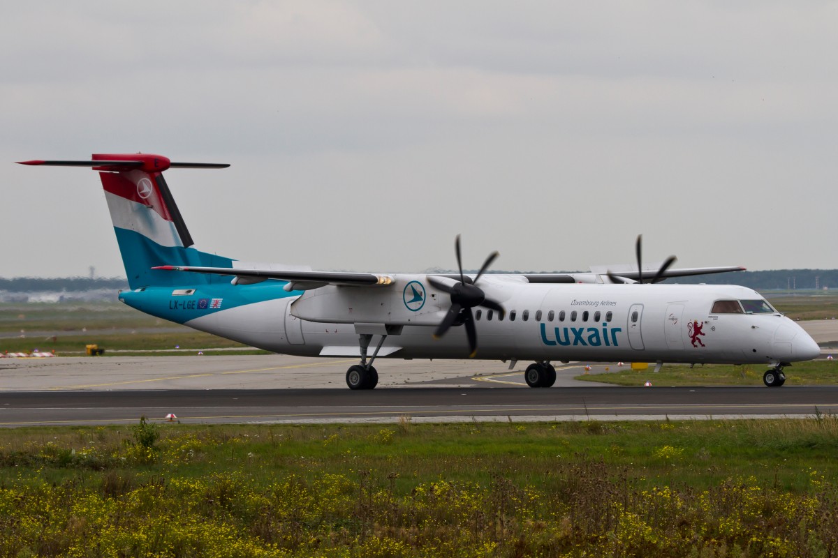 Luxair (LG), LX-LGE, Bombardier/DeHavilland Canada, DHC-8 Q-400, 15.09.2014, FRA-EDDF, Frankfurt, Germany