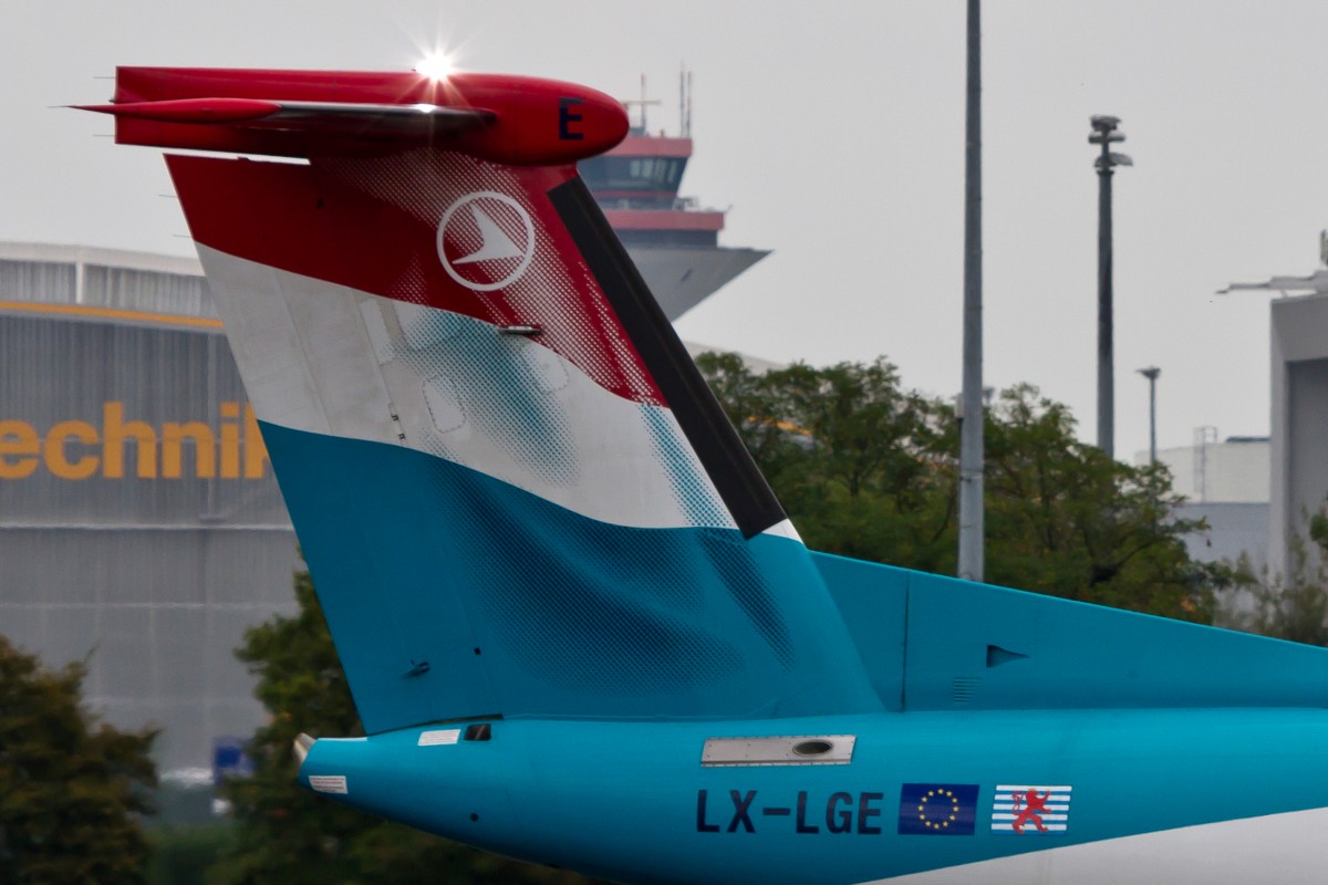 Luxair (LG), LX-LGE, Bombardier/DeHavilland Canada, DHC-8 Q-400 (Seitenleitwerk/Tail), 15.09.2014, FRA-EDDF, Frankfurt, Germany