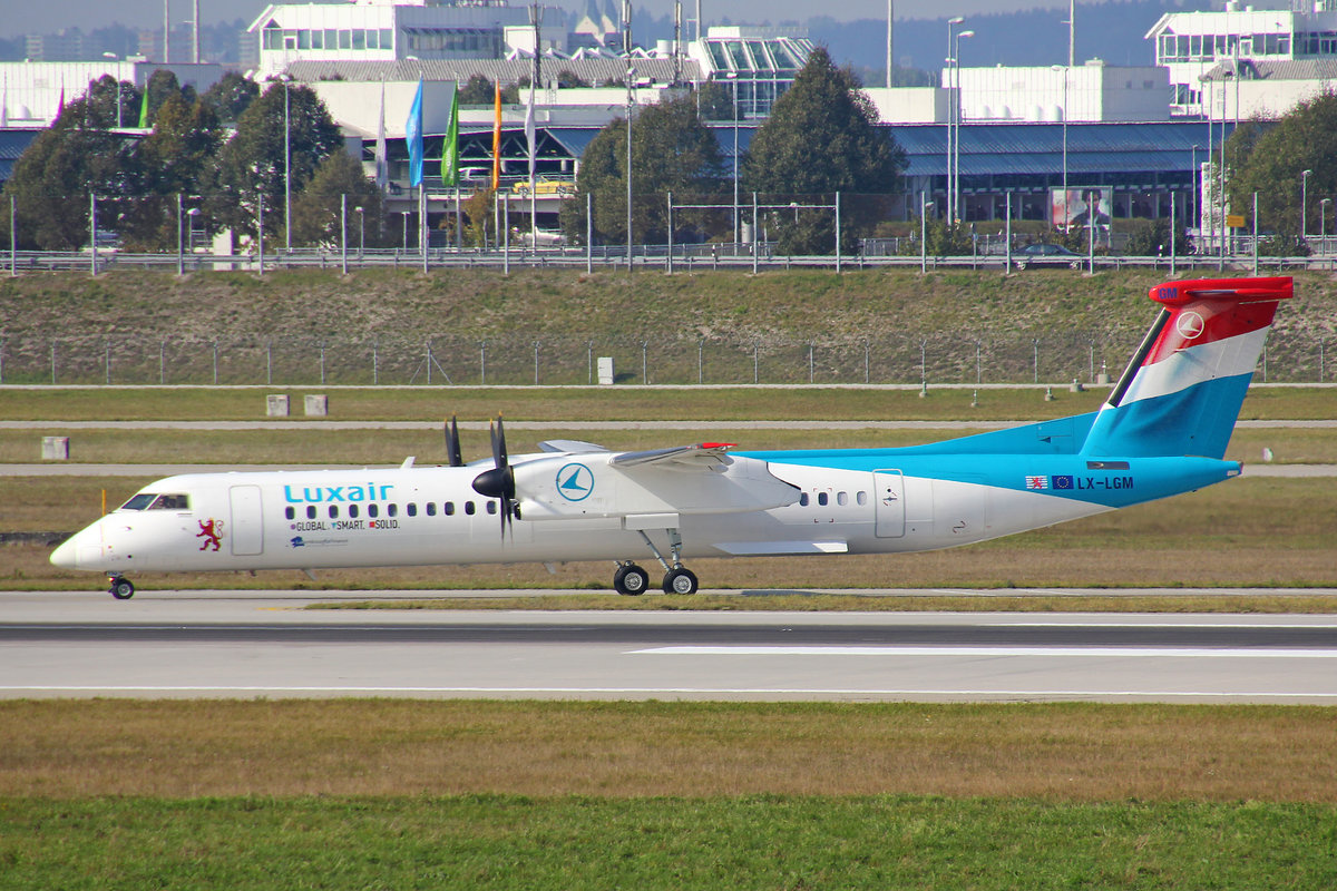 Luxair, LX-LGM, Bombardier DHC 8-402NG, 25.September 2016, MUC München, Germany.