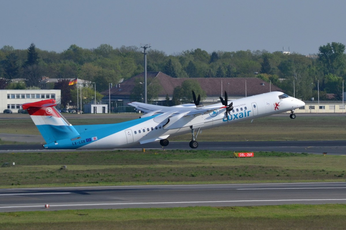 LX-LGN Luxair De Havilland Canada DHC-8-402Q Dash 8   gestartet in Tegel 25.04.2014