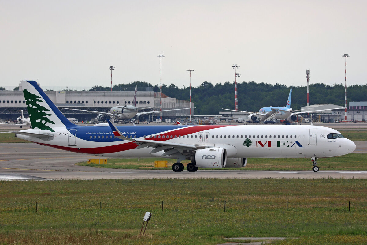 MEA Middle East Airlines, T7-ME7, Airbus A321-271NX, msn: 10116, 12.Juli 2023, MXP Milano Malpensa, Italy.