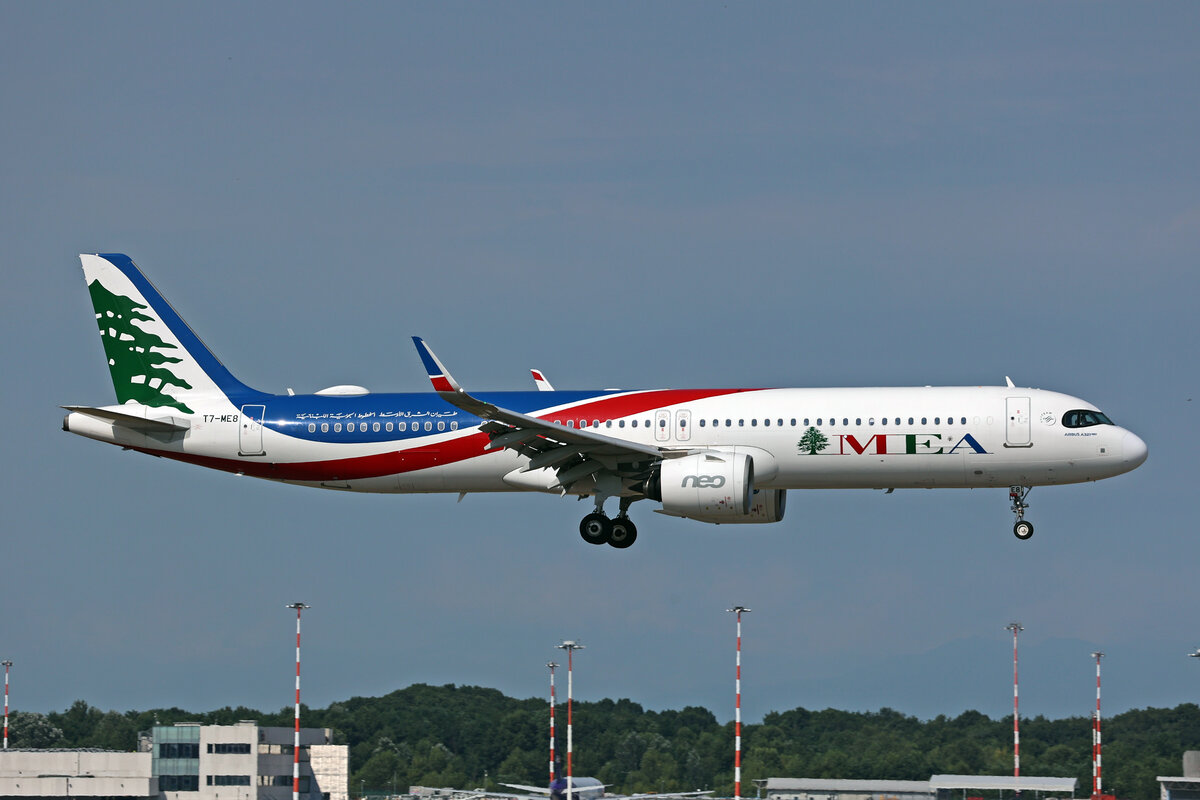 MEA Middle East Airlines, T7-ME8, Airbus A321-271NX, msn: 10221, 02.Juli 2025, MXP Milano Malpensa, Italy.