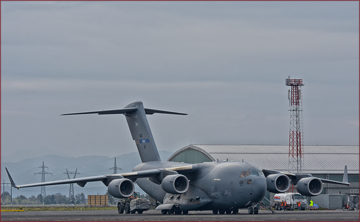 NATO HAW, SAC PAPA 02; Boeing C-17; Maribor Flughafen MBX; 22.10.2018