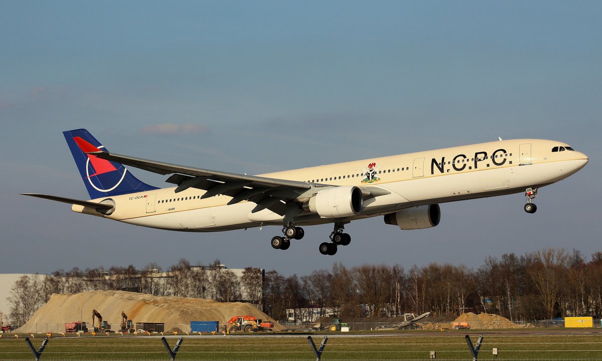 N.C.P.C Nigeria Christian Pilgrim Commission,TC-OCA,(c/n 72),Airbus A330-321,02.04.2016,HAM-EDDH,Hamburg,Germany(Last Airline:Saudi Arabian Airlines)(Operated for Onurair) 