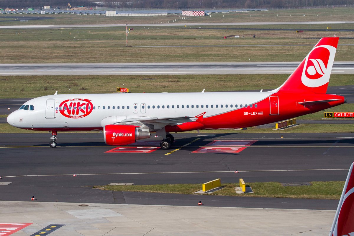 Niki (HG-NLY), OE-LEX  Jazz , Airbus, A 320-214 (AB-Lkrg.), 10.03.2016, DUS-EDDL, Düsseldorf, Germany