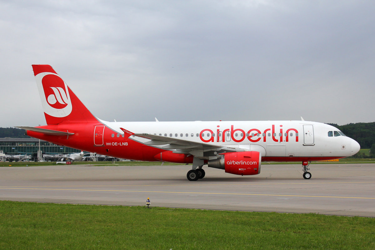 Niki Luftfahrt (Air Berlin), OE-LNB, Airbus A319-112, 16.Mai 2016, ZRH Zürich, Switzerland.