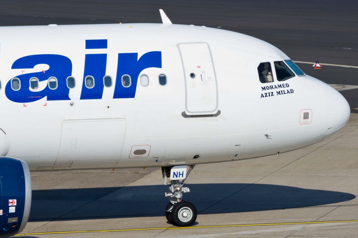 Nouvelair (BJ-LBT), TS-INH  Mohamed Aziz Milad , Airbus, A 320-214 (Bug/Nose), 22.08.2015, DUS-EDDL, Düsseldorf, Germany 