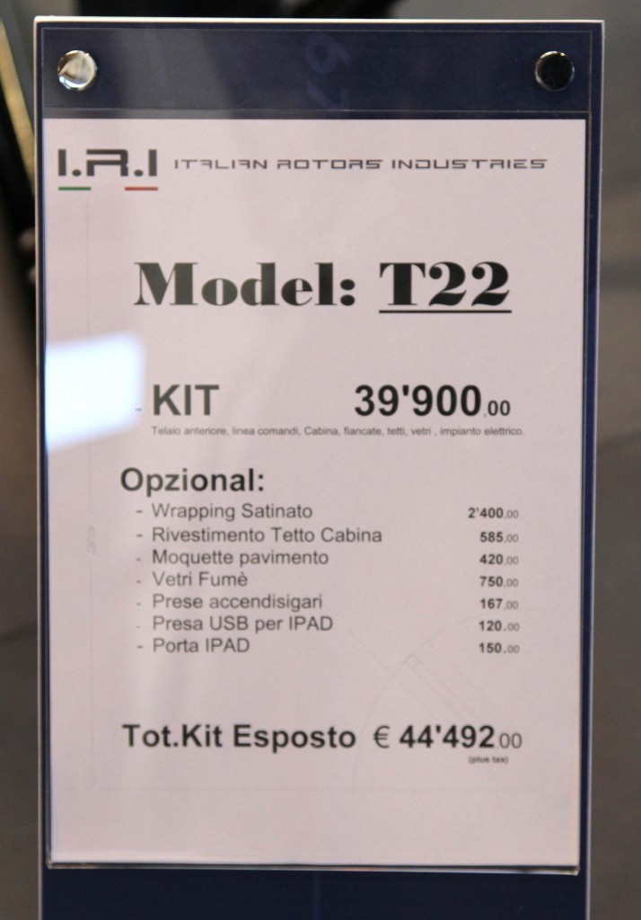 ohne Reg.-Nr., Italian Rotors Industry, T-22 (Preisliste), 24.04.2013, Aero 2013 (EDNY-FDH),Friedrichshafen, Germany