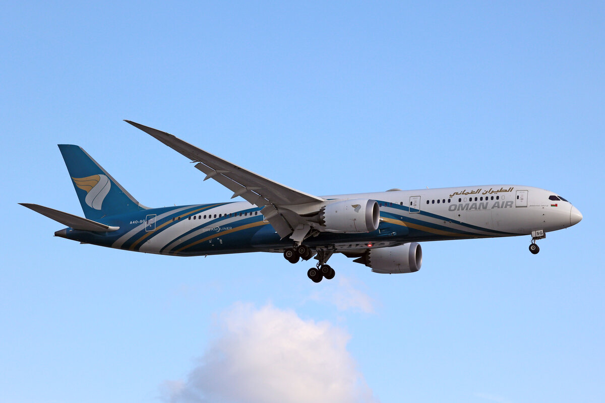 Oman Air, A4O-SG, Boeing B787-9, msn: 38795/767, 03.Juli 2023, LHR London Heathrow, United Kingdom.
