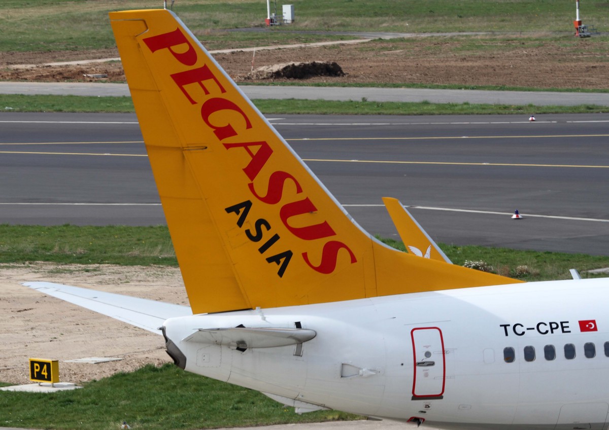 Pegasus Asia (Air Manas), TC-CPE  Bade , Boeing, 737-800 wl (Seitenleitwerk/Tail), 02.04.2014, DUS-EDDL, Düsseldorf, Germany 