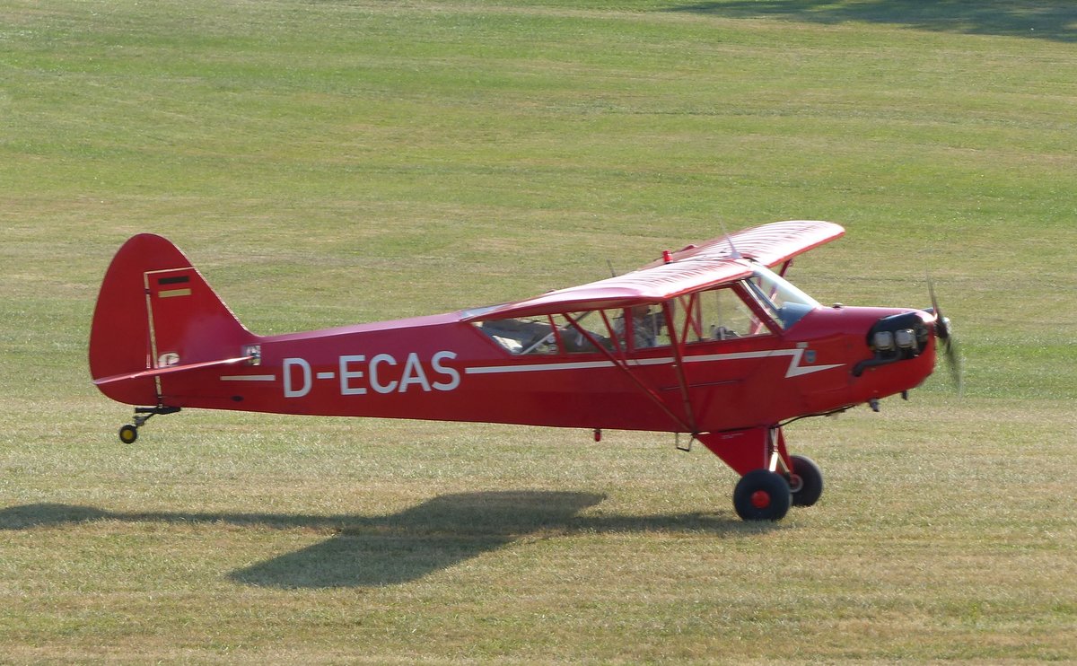 Piper J3C-90, D-ECAS beim Start auf der Hahnweide (EDST)am 10.9.2016