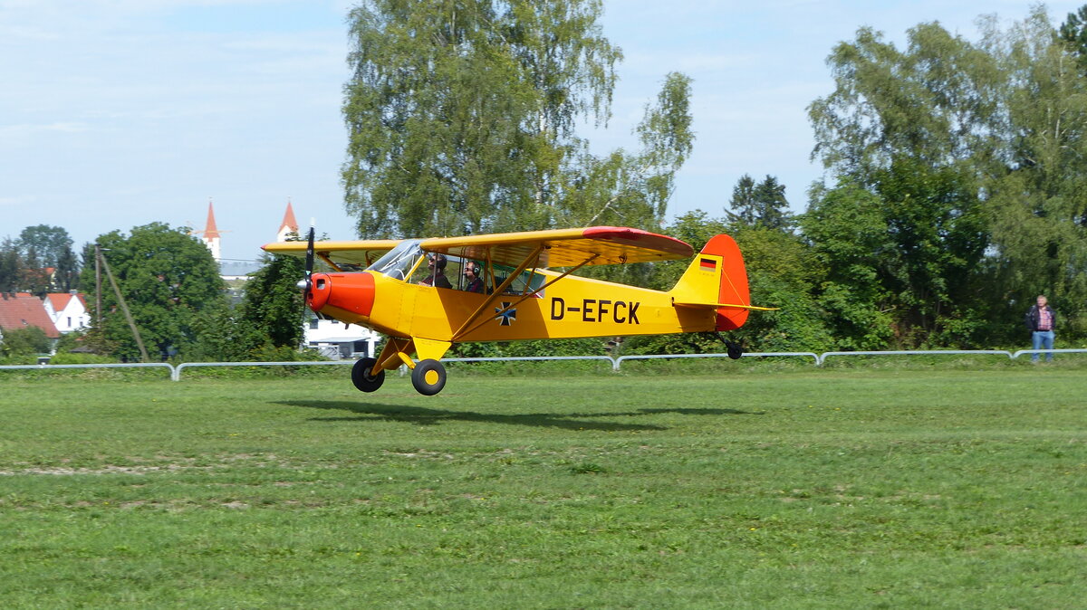 Piper PA 18 Super Cub, D-EFCK, Flugplatz Moosburg auf der Kippe (EDPI), 3.9.2022