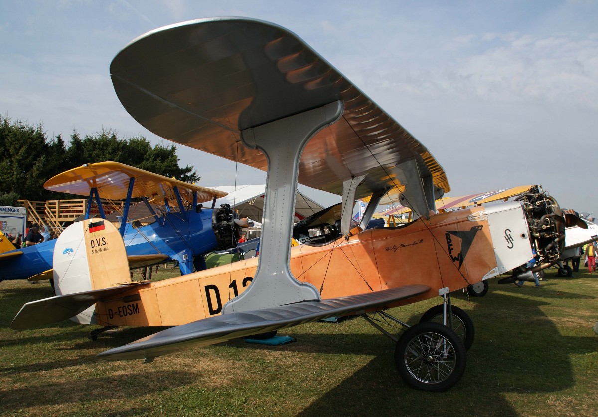 Privat, D-EOSM, Udet, U-12 Flamingo (D-1202 Replica), (leider verunglckte die Maschine an diesem Tag, wobei  Gott sei Dank  nur 1-Schwer- und 2-Leichtverletzte zu beklagen waren), 24.08.2013, EDMT, Tannheim (Tannkosh '13), Germany