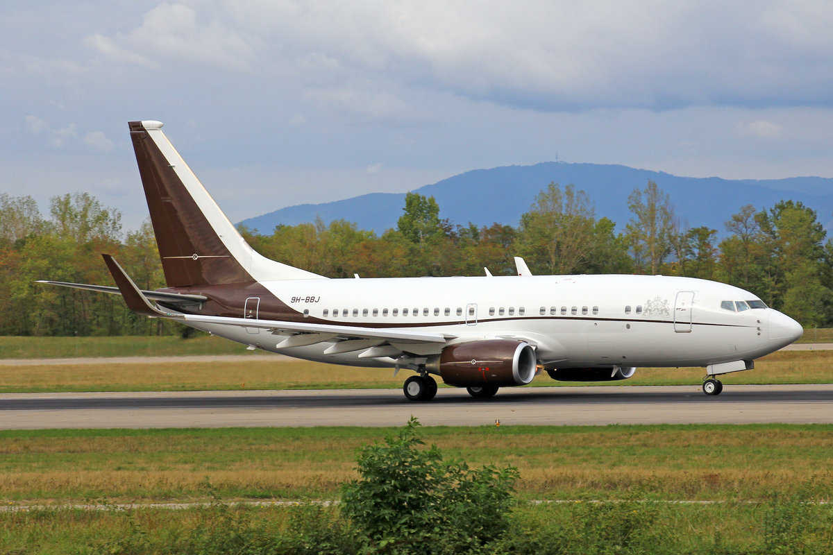 Privat Jet, 9H-BBJ, Boeing 737-7BC (BBJ1), msn: 30791/623, 03.September 2018, BSL Basel-Mülhausen, Switzerland.