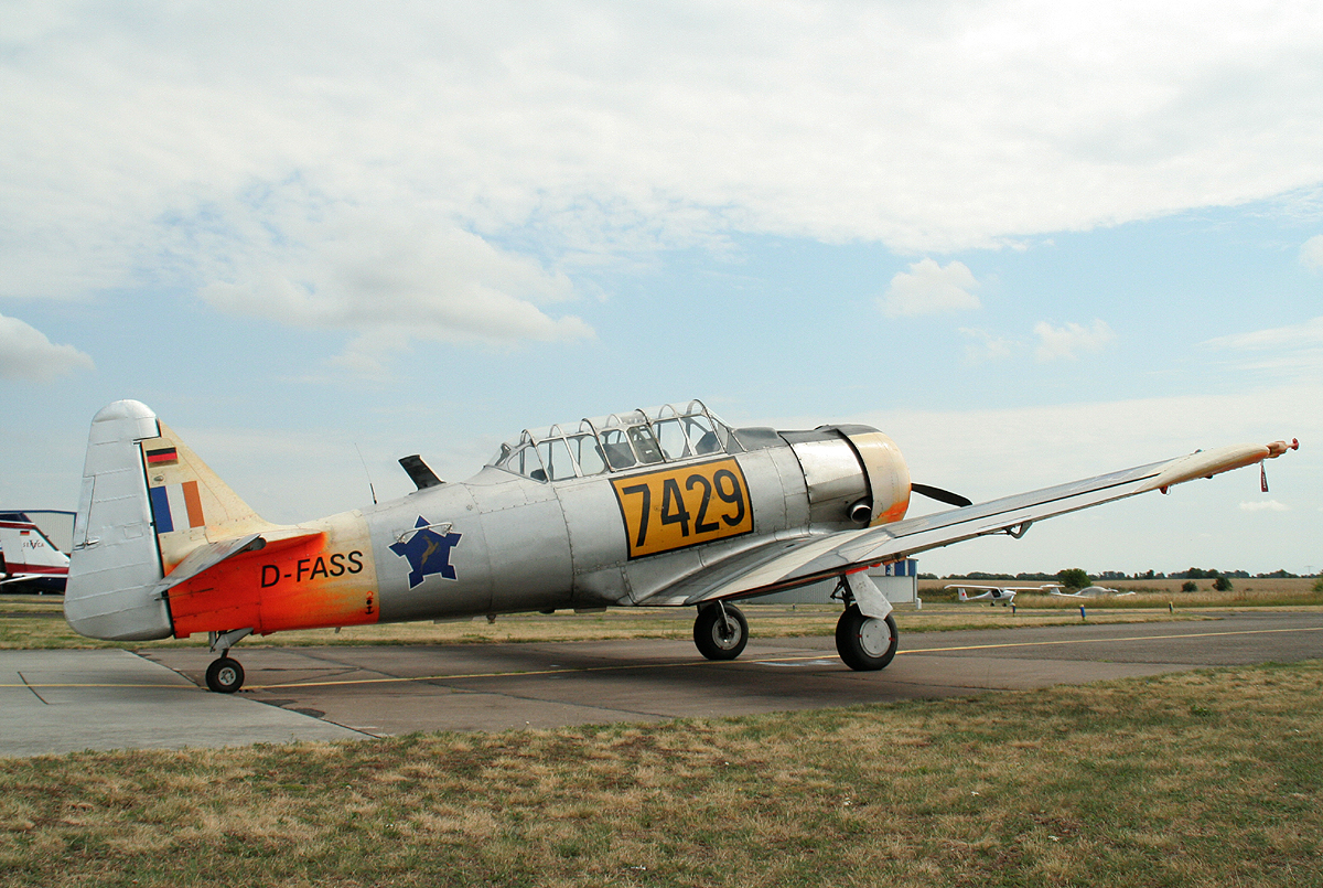Private AT-6 Texan D-FASS Baujahr 1941 am 04.08.2013 auf dem Flugplatz Strausberg