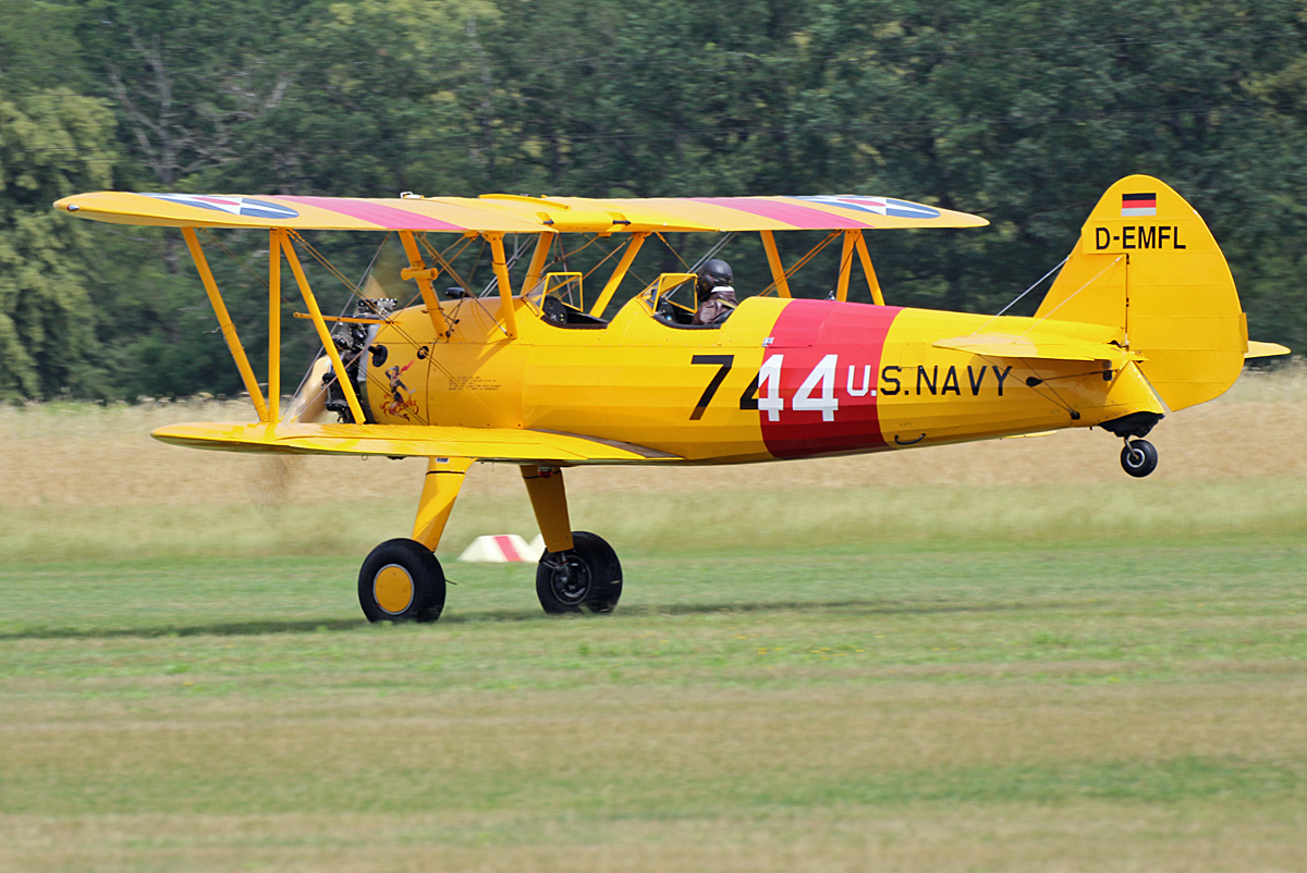 Private Boeing Stearman PT-17, D-EFML, Flugplatz Bienenfarm, 01.07.2023