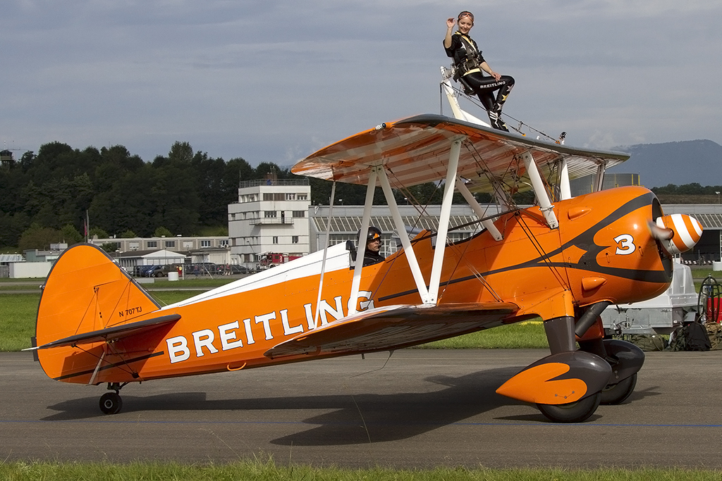 Private, N707TJ, Boeing, Stearman N2S Kaydet, 29.08.2014, LSMP, Payerne, Switzerland 




