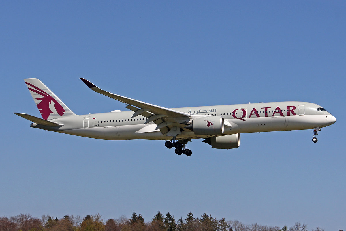Qatar Airways, A7-ALF, Airbus A350-941, msn: 011, 23.April 2021, ZRH Zürich, Switzerland.