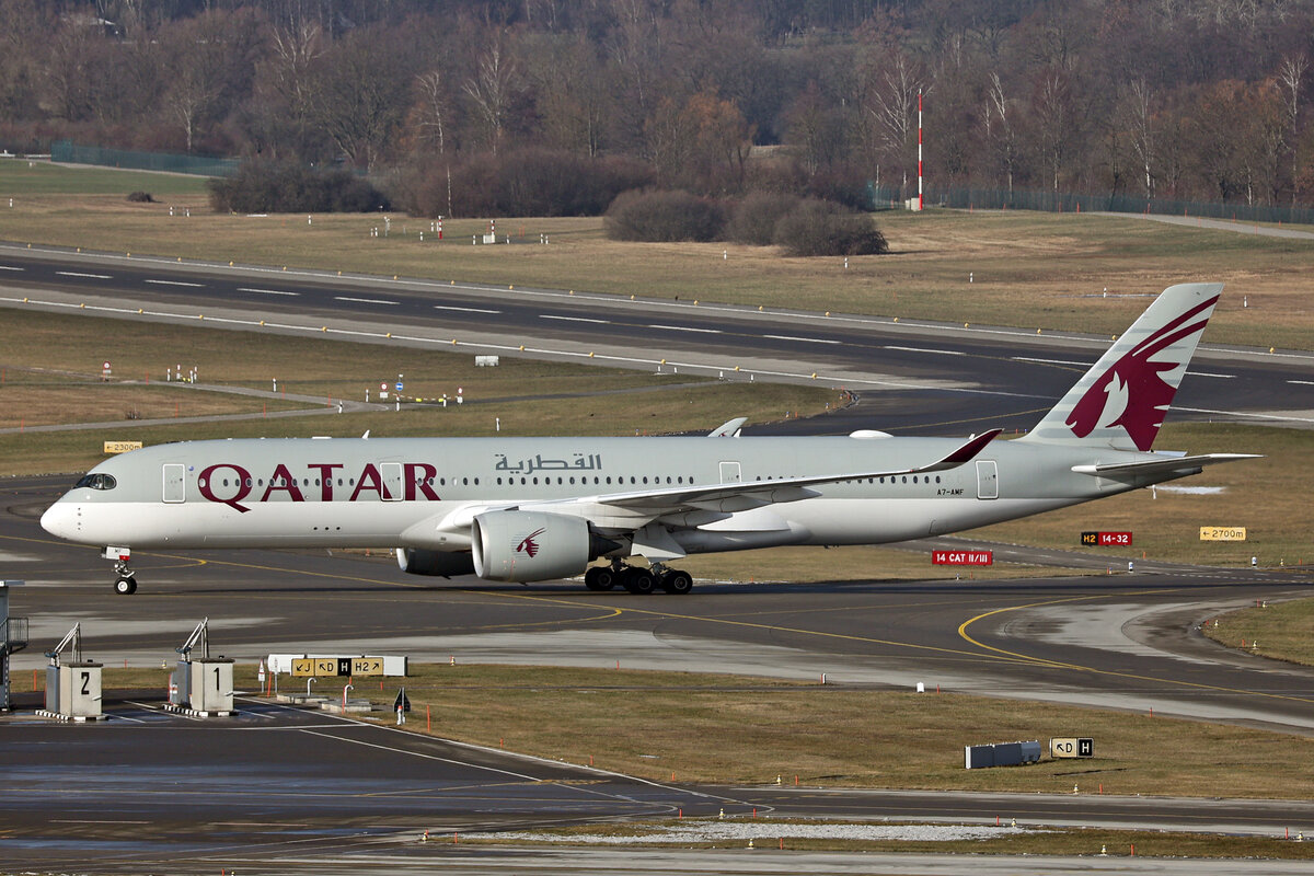 Qatar Airways, A7-AMF, Airbus A350-941, msn: 172, 16.Januar 2024, ZRH Zürich, Switzerland.