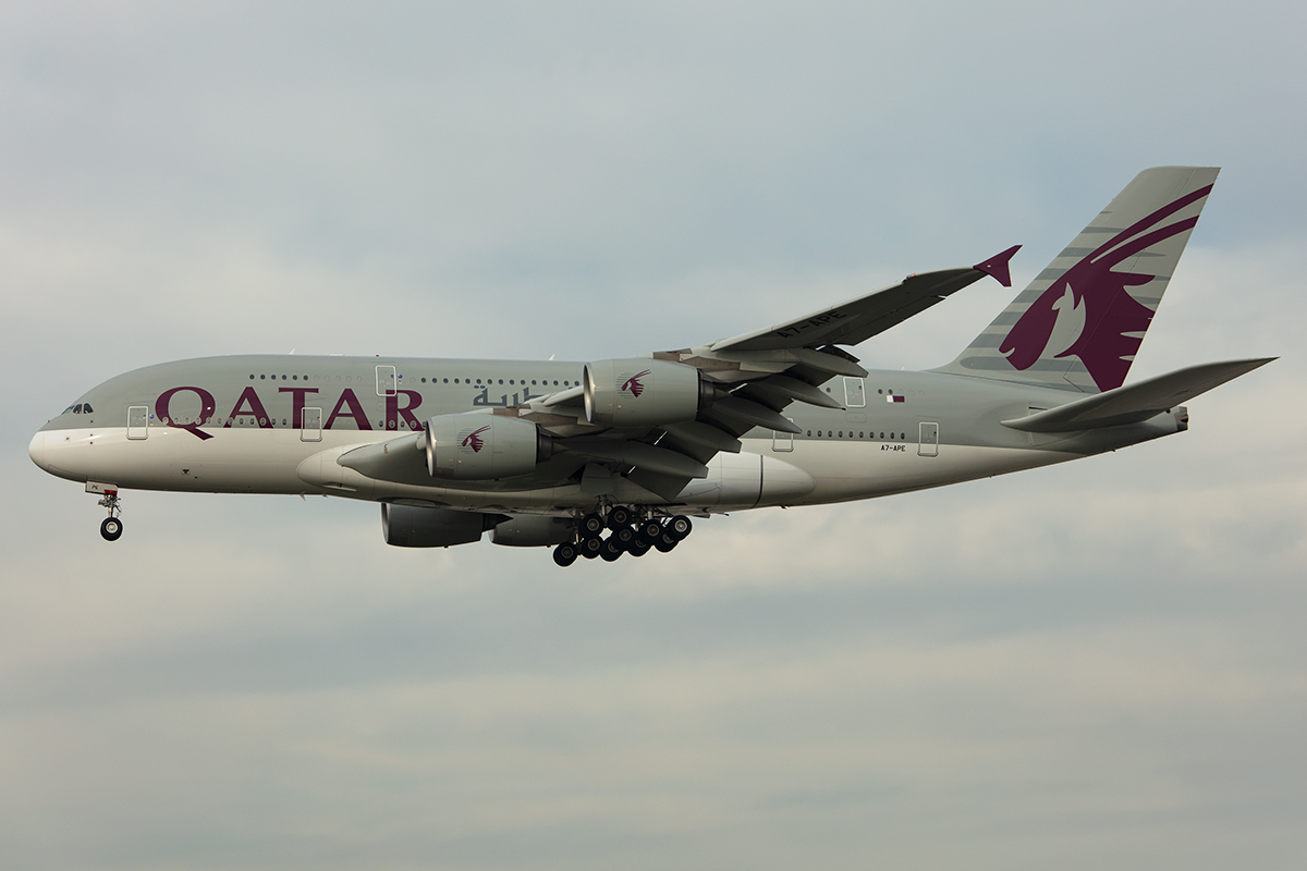 Qatar Airways, A7-APE, Airbus, A380-861, 24.11.2019, FRA, Frankfurt, Germany




