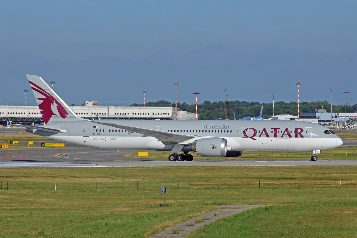 Qatar Airways, A7-BHF, Boeing 787-9, msn: 64209/949, 02.Juli 2021, MXP Milano Malpensa, Italy.