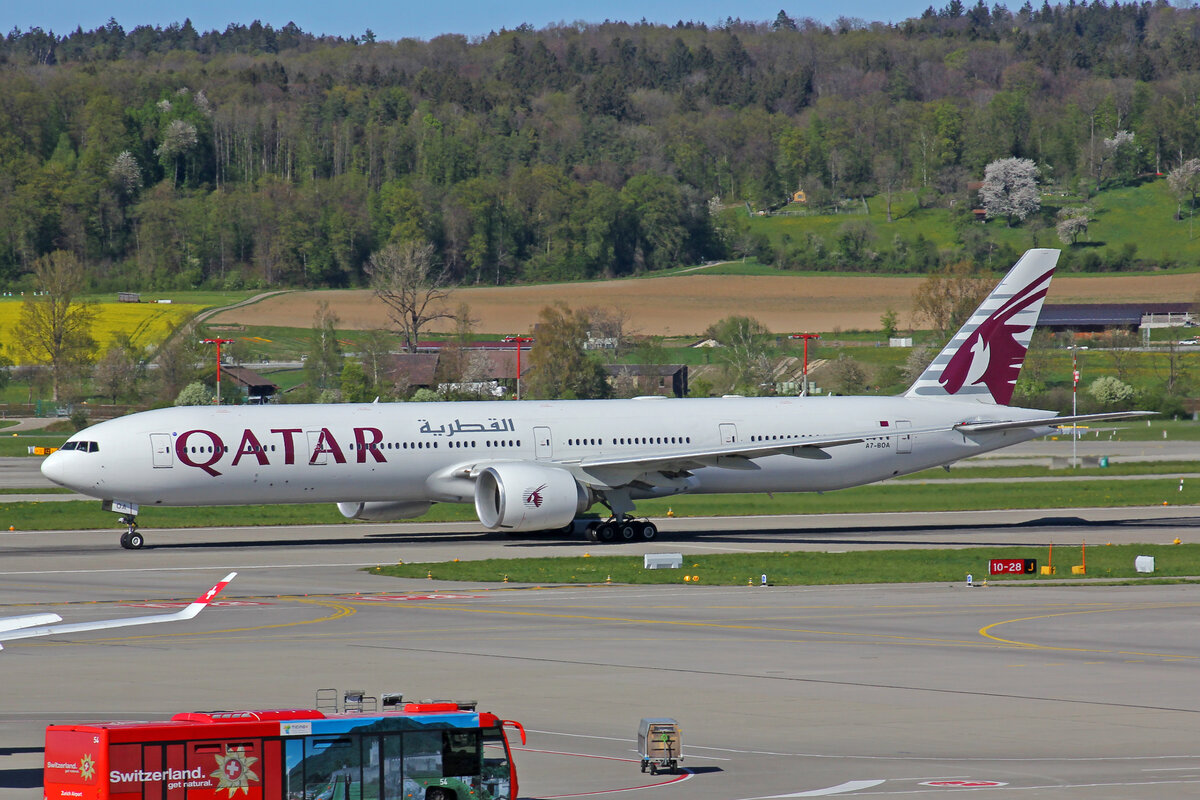 Qatar Airways, A7-BOA, Boeing B777-367ER, msn: 36159/835, 18.April 2022, ZRH Zürich, Switzerland.