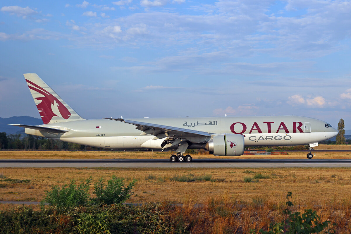 Qatar Airways Cargo, A7-BFT, Boeing B777-F, msn: 66338/1628, 15.August 2026, BSL Basel - M�hlhausen, Switzerland.
