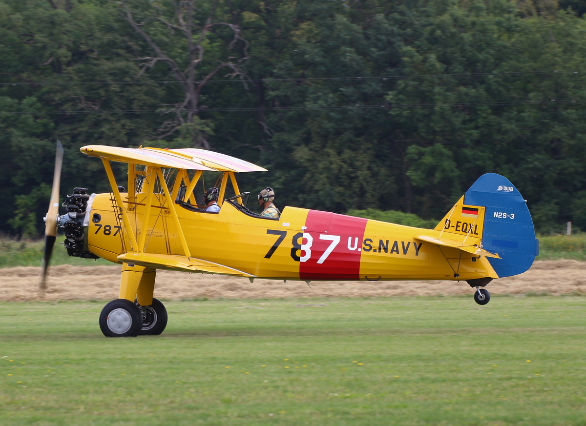 Quax, N2S-3 Boeing Stearman, D-EQXL, Flugplatz Bienenfarm, 08.08.2025