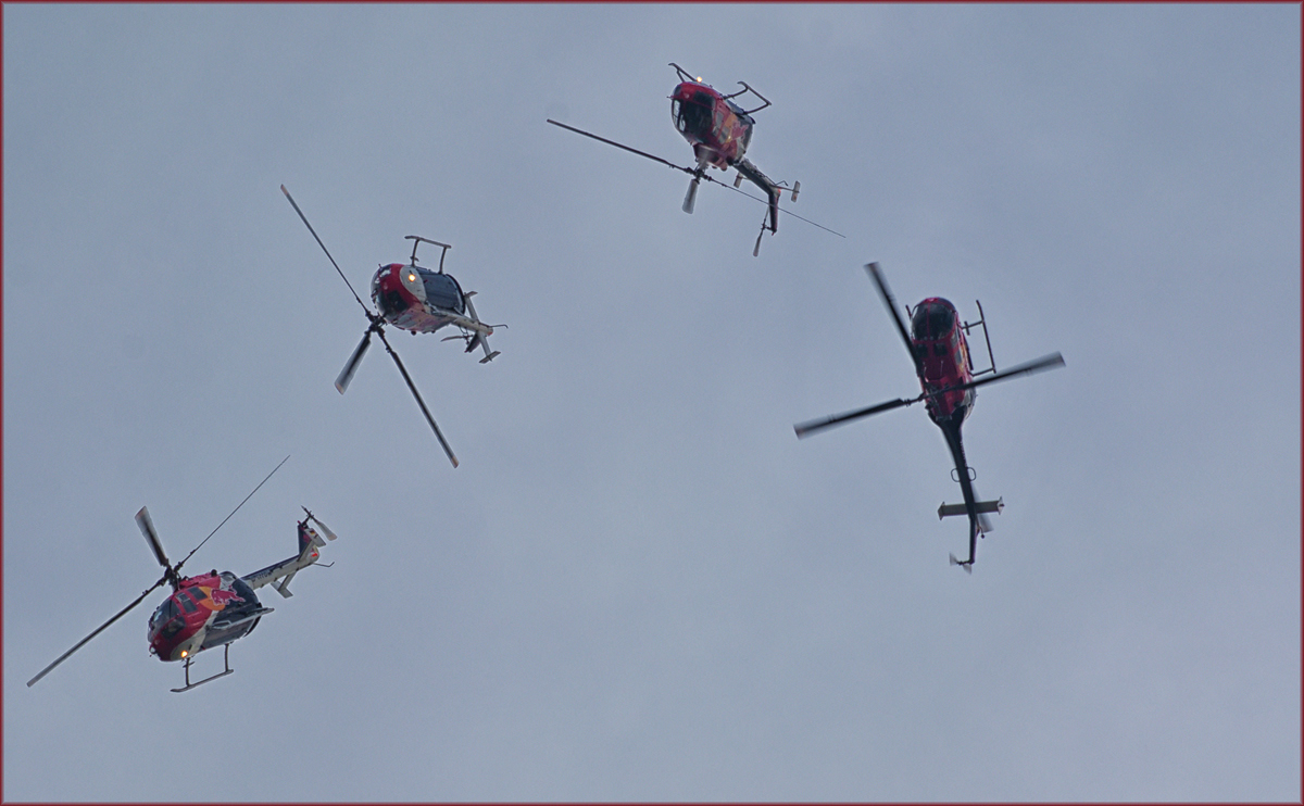 Red Bull D-HTDM, MBB Bo-105; Flying Bulls Training Camp auf Maribor Flughafen MBX. /4.4.2017