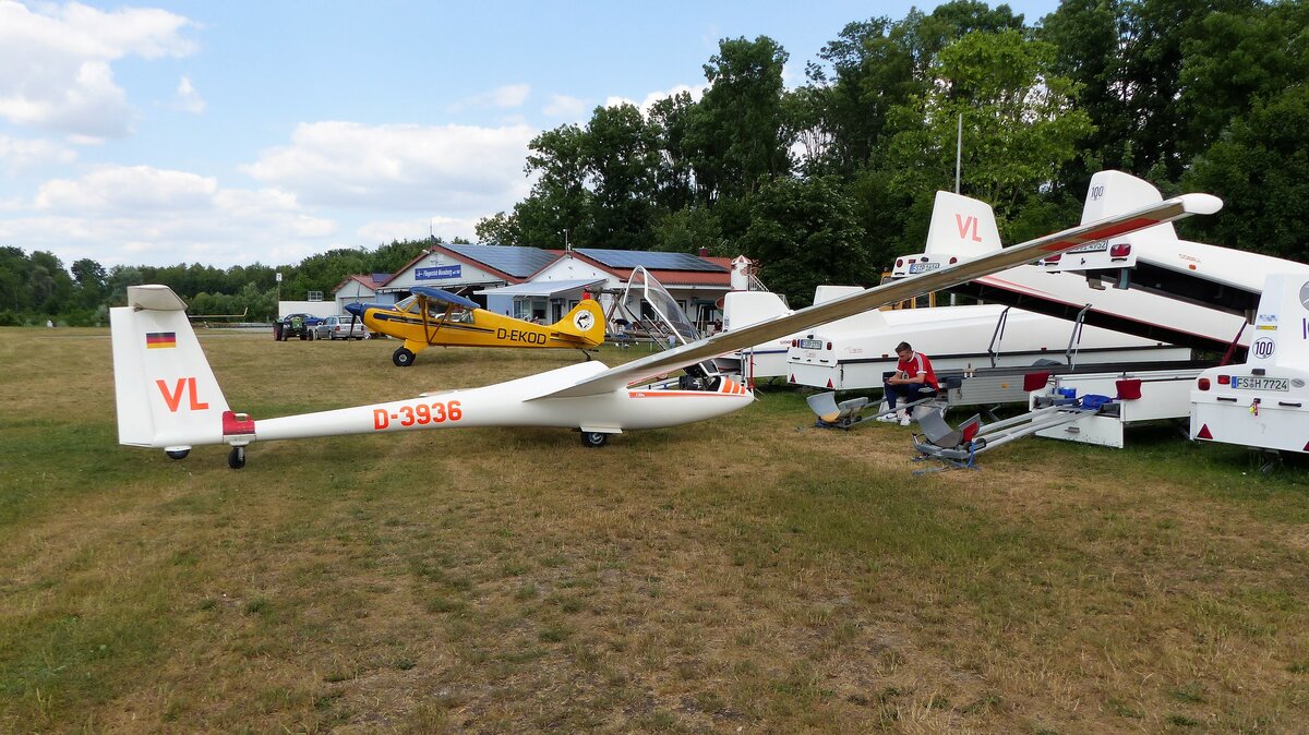 Rolladen Schneider LS-3a, D-3936, Flugplatz Moosburg auf der Kippe (EDPI), 25.6.2023