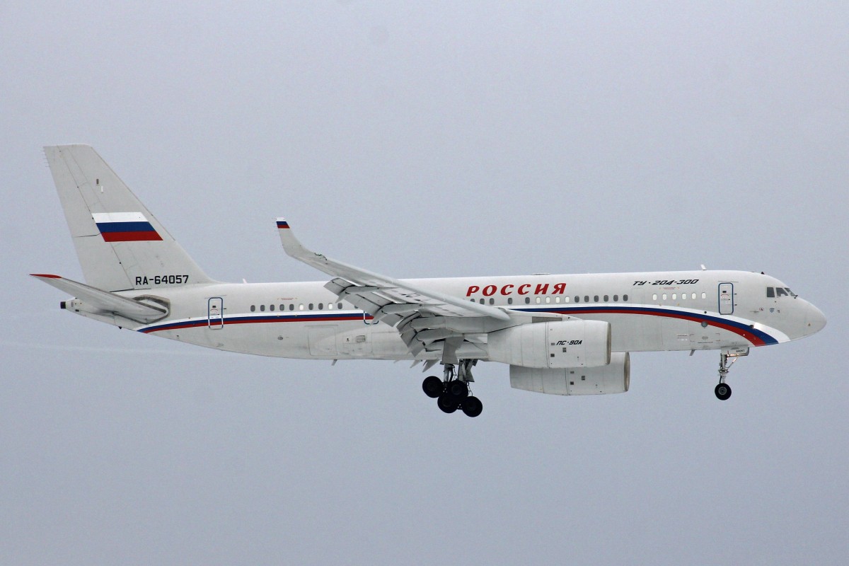 Rossiya, RA-64057, Tupolev TU-204-300, 20.Januar 2016, ZRH Zürich, Switzerland. WEF Visitor.