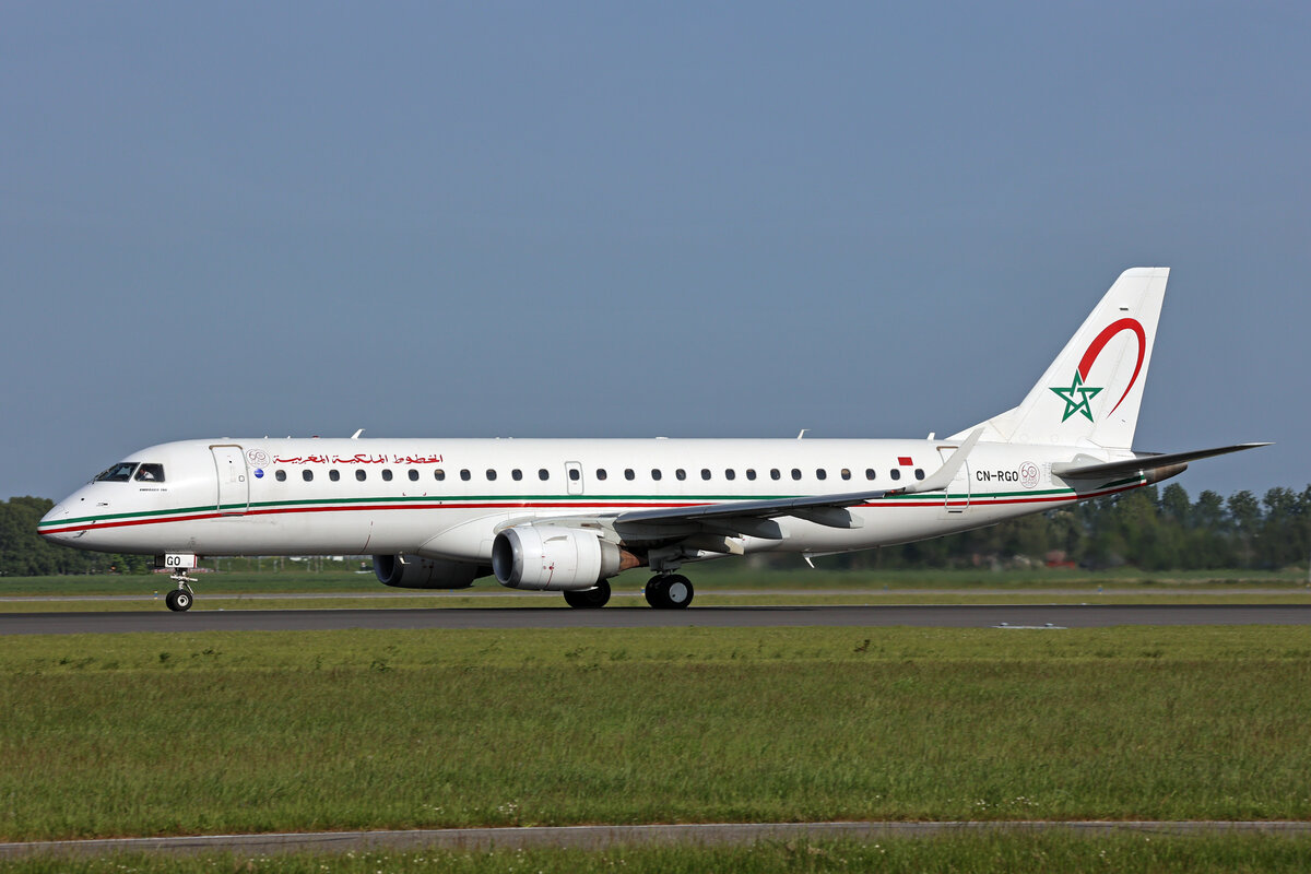Royal Air Maroc, CN-RGO, Embraer Emb-190AR, msn: 19000680, 18.Mai 2023, AMS Amsterdam, Netherlands.