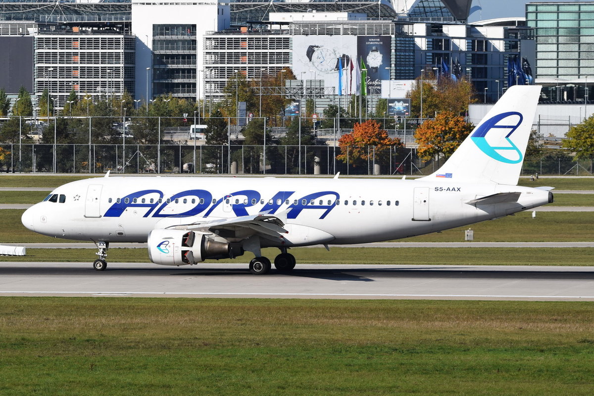 S5-AAX Adria Airways Airbus A319-111 , 12.10.2018 , MUC