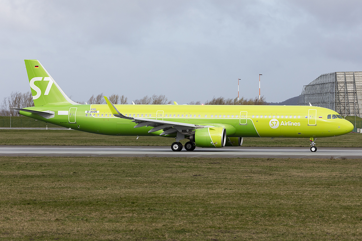 S7 Airlines, D-AVZE (later Reg.: VQ-BDI), Airbus, A321-271N, 18.03.2019, XFW, Hamburg-Finkenwerder, Germany 




