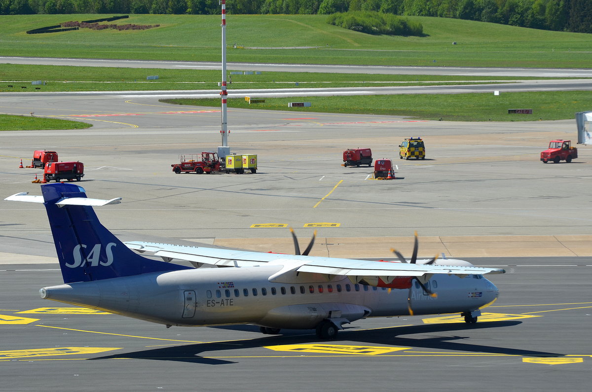 SAS Scandinavian Airlines ATR 72 ES-ATE am Airport Hamburg Helmut Schmidt aufgenommen am 06.05.18