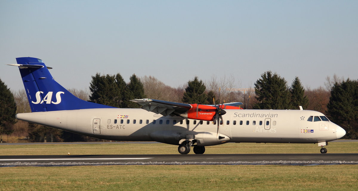 SAS Scandinavian Airlines, ES-ATC, MSN 1164, ATR 72-600, 14.02.2018, HAM-EDDH, Hamburg, Germany 