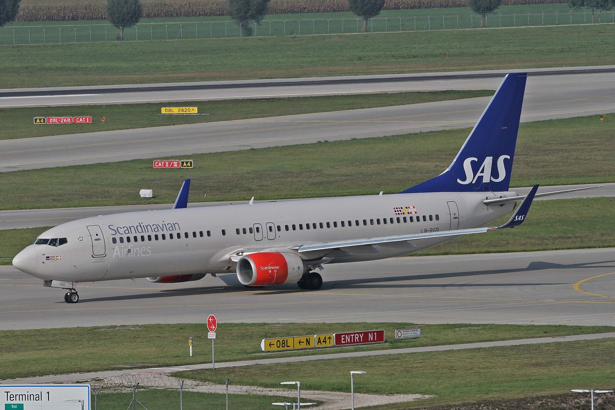 SAS Scandinavian Airlines, LN-RGD, Boeing, 737-86N wl,  Dygve Viking , MUC-EDDM, München, 05.09.2018, Germany