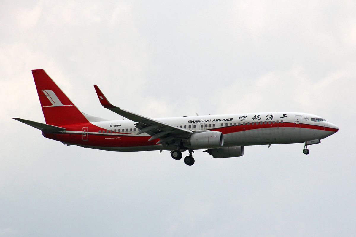 Shanghai Airlines, B-1900, Boeing 737-86D, BKK Bangkok Suvarnabhumi, Thailand.
