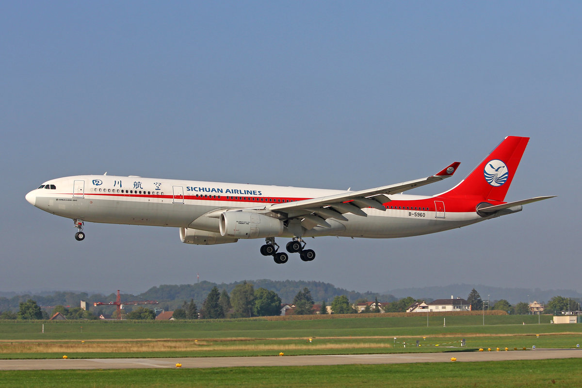Sichuan Airlines, B-5960, Airbus A330-343E, msn: 1579, 05.September 2018, ZRH Zürich, Switzerland.