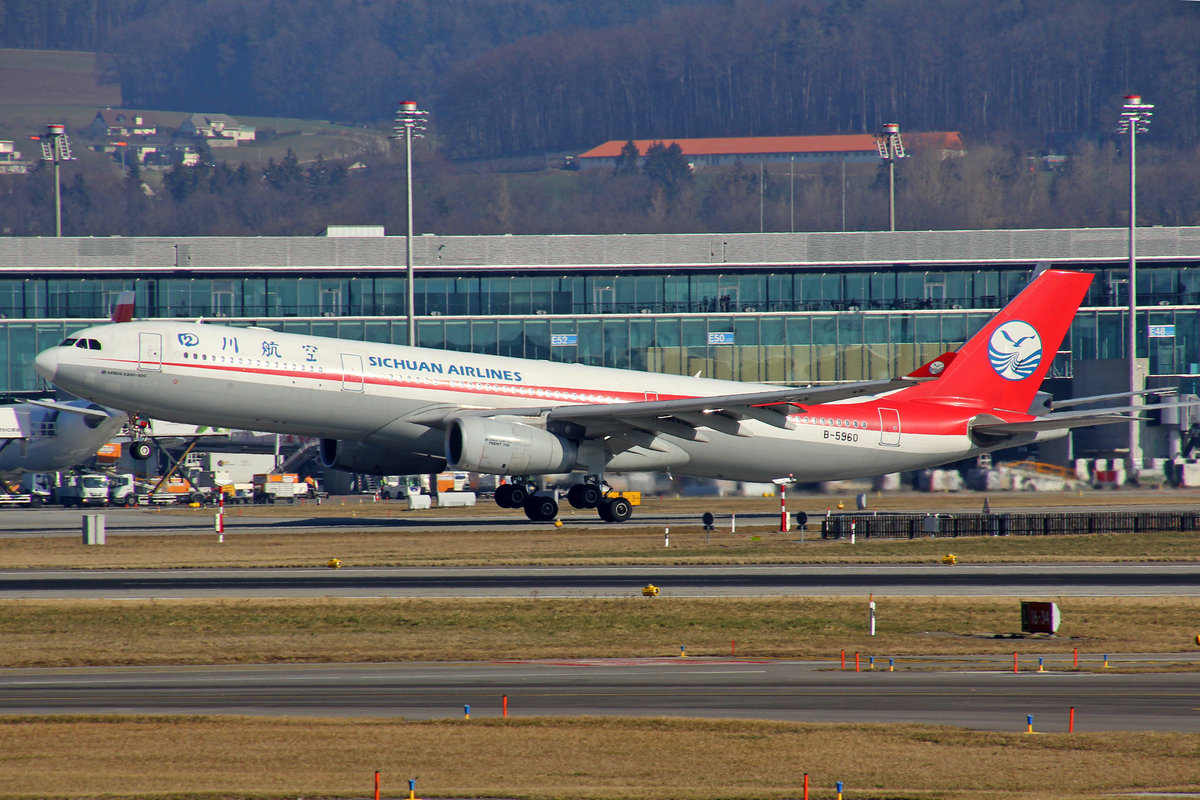 Sichuan Airlines, B-5960, Airbus A330-343E, msn: 1579, 27.Februar 2019, ZRH Zürich, Switzerland.