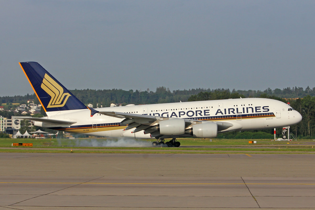 Singapore Airlines, 9V-SKW, Airbus A380-841, msn: 251, 06.Juli 2019, ZRH Zürich, Switzerland.
