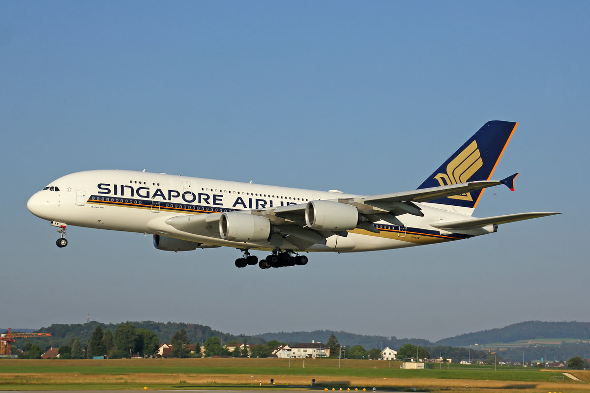 Singapore Airlines, 9V-SKW, Airbus A380-841, msn: 251, 24.Juli 2019, ZRH Zürich, Switzerland.