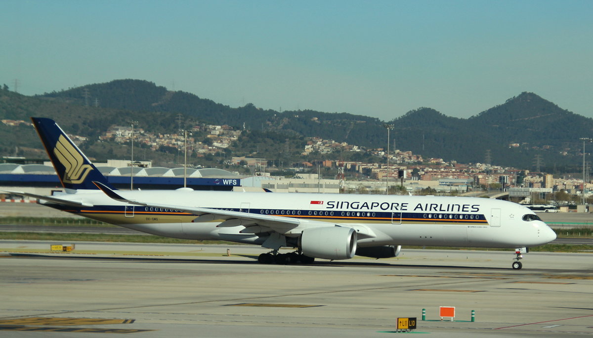 Singapore Airlines, 9V-SMS,MSN 158, Airbus A 350-941,05.04.2018, BCN-LEBL, Barcelona-El Prat, Spanien 