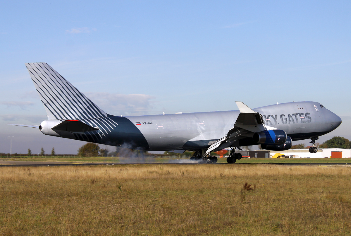 Sky Gates B747-400F VP-BCI im Anflug auf 03 in MST / EHBK / Maastricht am 30.10.2016
