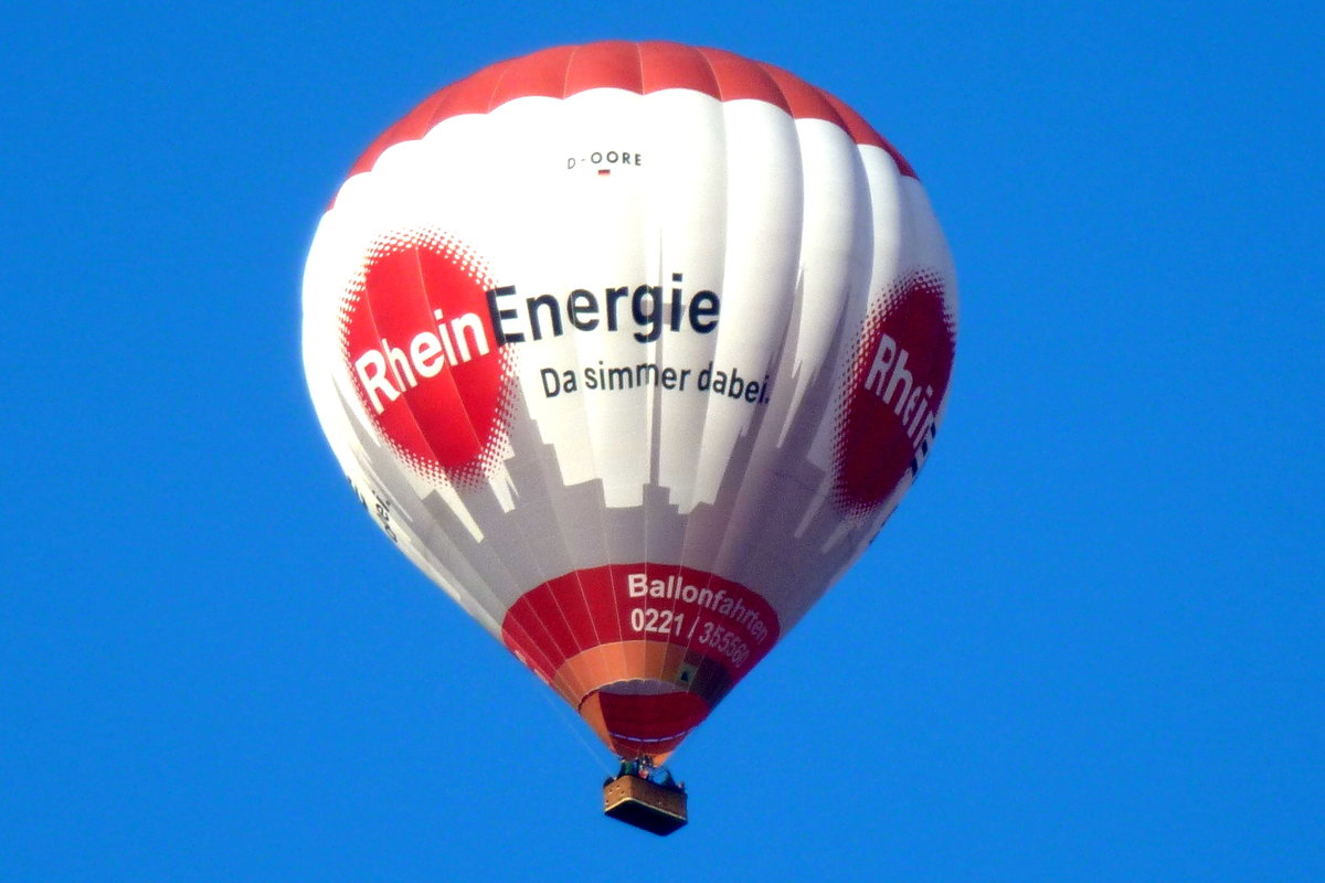 Skytours Ballooning, D-OORE, RheinEnergie-Heißluftballon. Hersteller: Schroeder Fireballoons, Schweich/Trier. Aufnahmedatum: 17.05.2014.